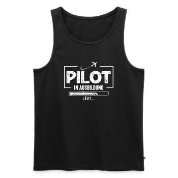Pilot in Ausbildung Lädt Flugzeug Luftfahrt - Männer Premium Bio Tank Top - Schwarz - Vorne - AI Model Male 178 light (178cm)