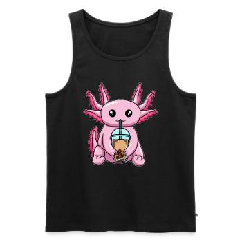 Kawaii Bubble Tea Axolotl - Männer Premium Bio Tank Top - Schwarz - Vorne - Michal (187cm)