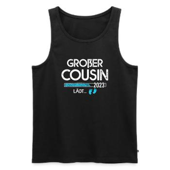 Cousin lädt - Männer Premium Bio Tank Top - Schwarz - Vorne - AI Model Male 178 light (178cm)