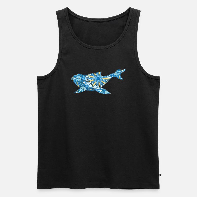 Mandala Whale Geometry Pattern - Men's Premium Organic Tank Top - black