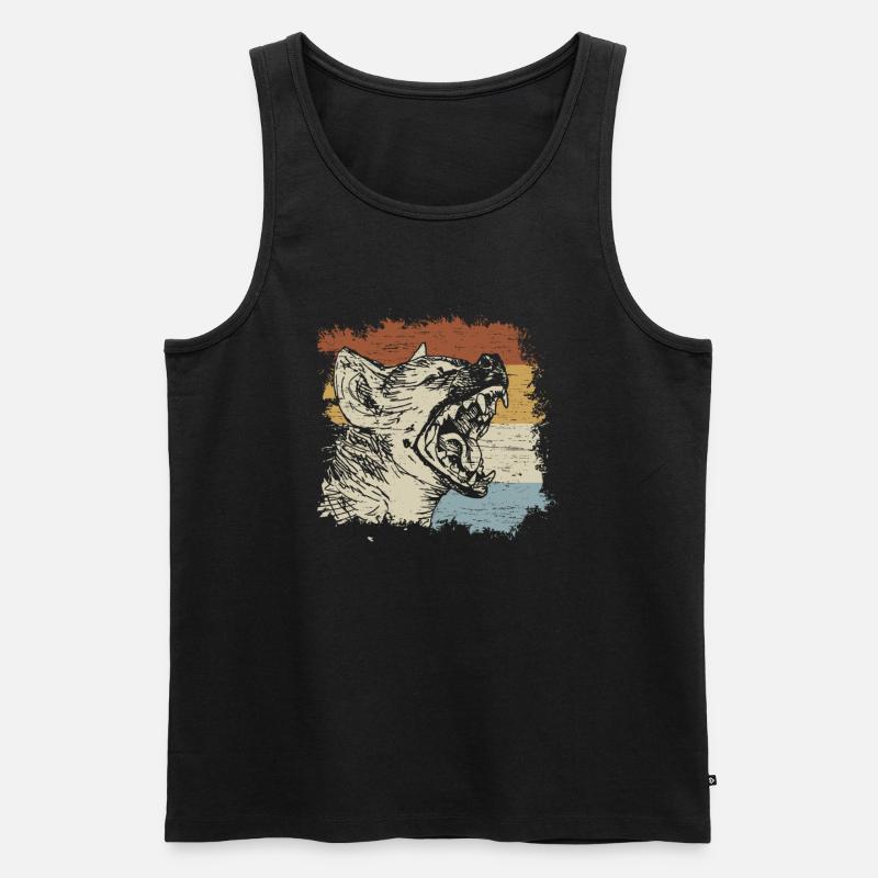 Retro Hyäne - Männer Premium Bio Tank Top - Schwarz