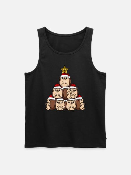 Hedgehog Christmas Tree - Men's Premium Organic Tank Top - black