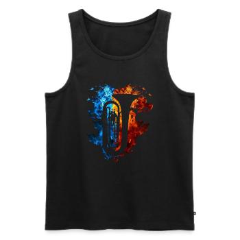 Feu Tuba Burning Musical Instrument Flammes - Débardeur bio Premium Homme - noir - Devant - Michal (187cm)