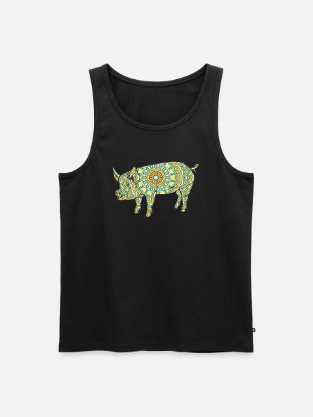 Mandala Pig Geometry Pattern - Men's Premium Organic Tank Top - black