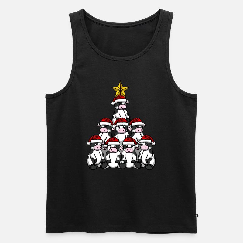 Kuh Weihnachtsbaum - Männer Premium Bio Tank Top - Schwarz
