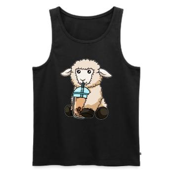 Sheep drinks bubble tea - Men's Premium Organic Tank Top - black - Front - Michal (187cm)