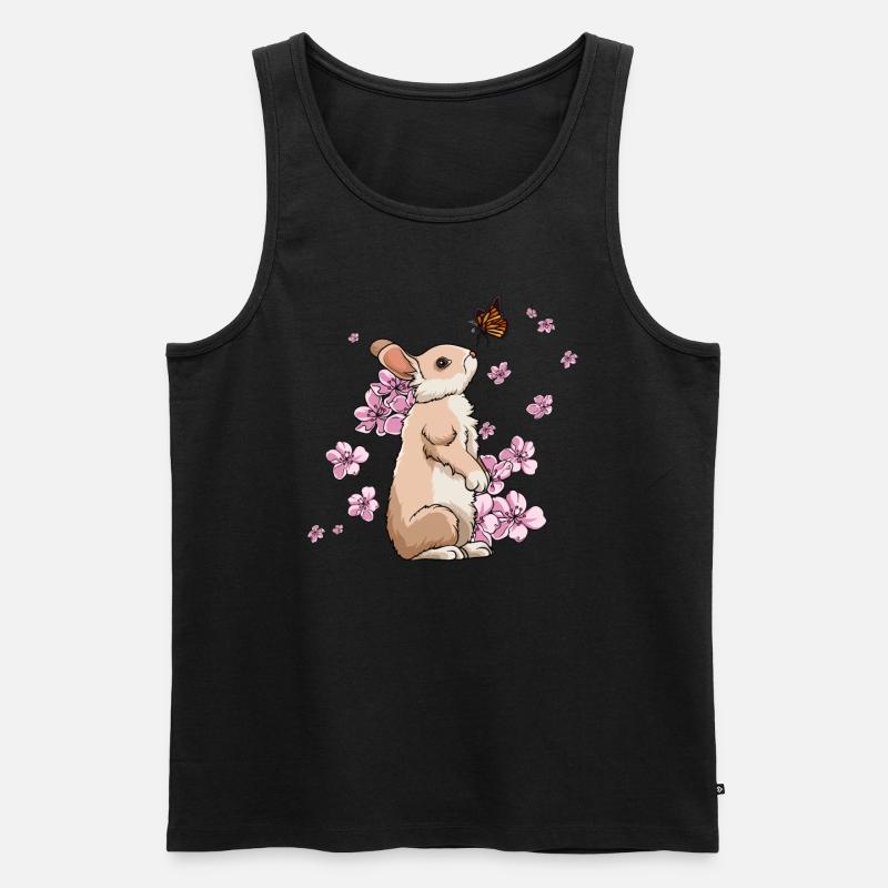 Japanese Cherry Blossom Hase - Männer Premium Bio Tank Top - Schwarz