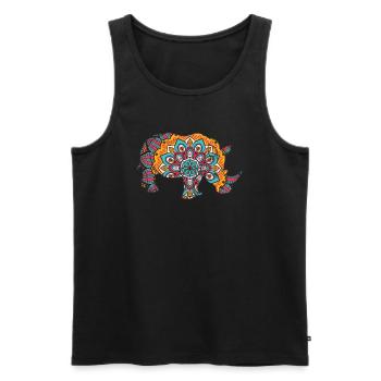 Mandala Rhinoceros Geometric Pattern - Men's Premium Organic Tank Top - black - Front - Michal (187cm)