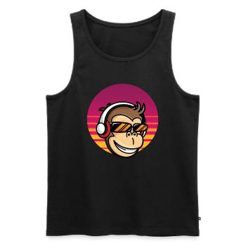 Affe mit Headset - Männer Premium Bio Tank Top - Schwarz - Vorne - AI Model Male 178 light (178cm)