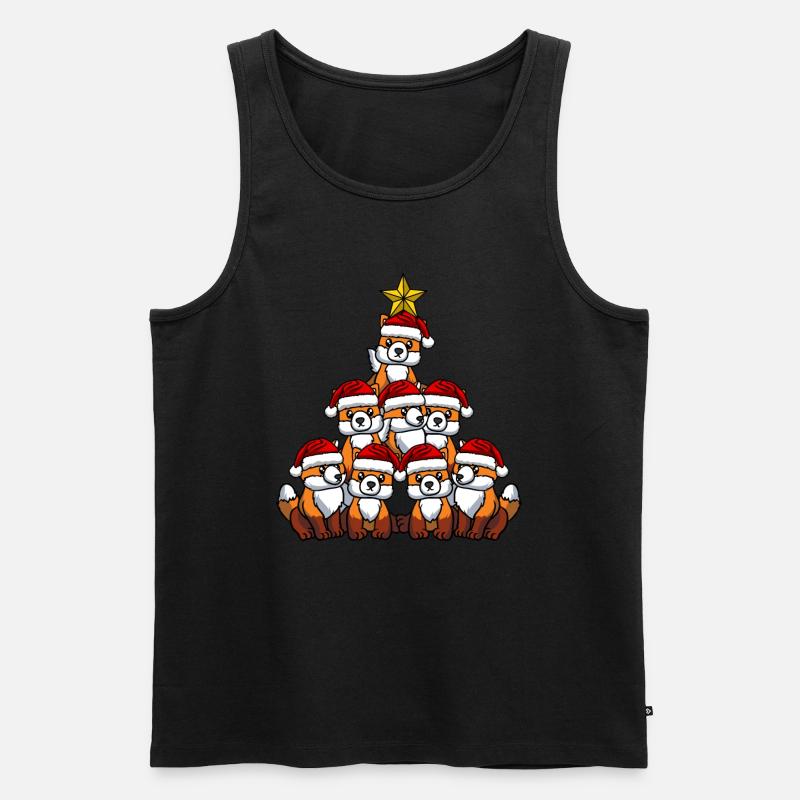 Fuchs Weihnachtsbaum - Männer Premium Bio Tank Top - Schwarz