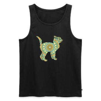 Mandala Katze Geometrie Muster - Männer Premium Bio Tank Top - Schwarz - Vorne - AI Model Male 178 light (178cm)