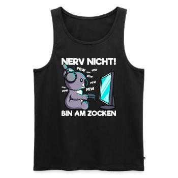 Nerv nicht bin am Zocken Gaming Koala - Männer Premium Bio Tank Top - Schwarz - Vorne - Michal (187cm)