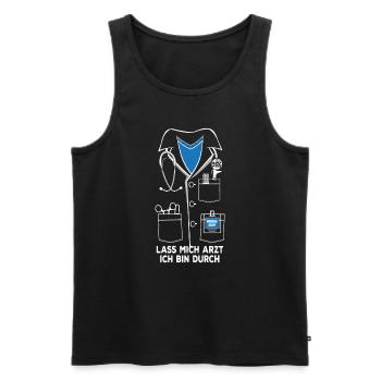 Lass mich Arzt ich bin durch - Männer Premium Bio Tank Top - Schwarz - Vorne - AI Model Male 178 light (178cm)