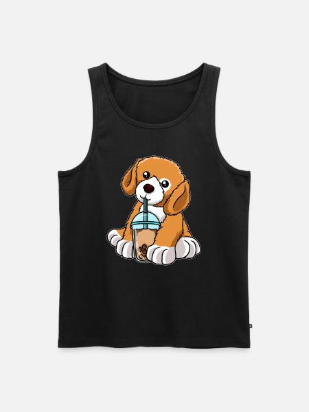 Dog drinks bubble tea - Men's Premium Organic Tank Top - black