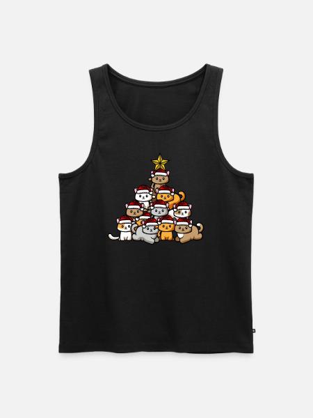 Cats Christmas Tree - Men's Premium Organic Tank Top - black