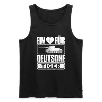 Ein Herz für Deutsche Tiger Panzer Bundeswehr - Männer Premium Bio Tank Top - Schwarz - Vorne - AI Model Male 178 light (178cm)
