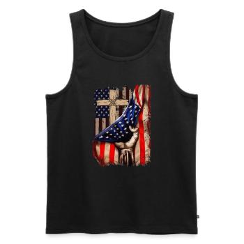 Jesus Christ Bible USA Flag Bible Christian - Men's Premium Organic Tank Top - black - Front - Michal (187cm)
