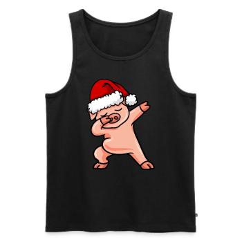 Dabbing Schwein Christmas - Männer Premium Bio Tank Top - Schwarz - Vorne - Michal (187cm)