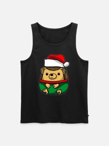 Igel mit Weihnachtsmütze Weihnachtskostüm - Männer Premium Bio Tank Top - Schwarz