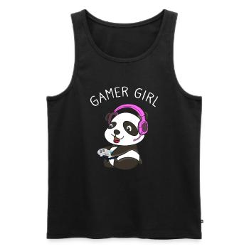 Gamer Girl Gamer Panda - Männer Premium Bio Tank Top - Schwarz - Vorne - AI Model Male 178 light (178cm)