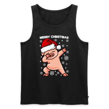Dabbing Schwein Merry Christmas - Männer Premium Bio Tank Top - Schwarz - Vorne - Michal (187cm)