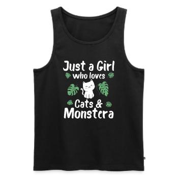 Juste une fille qui aime les chats et Monstera - Débardeur bio Premium Homme - noir - Devant - Michal (187cm)