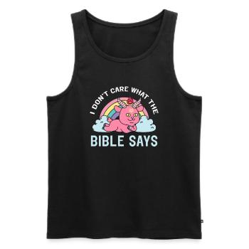 Je me fiche de ce que dit la Bible Kawaii Satan - Débardeur bio Premium Homme - noir - Devant - Michal (187cm)