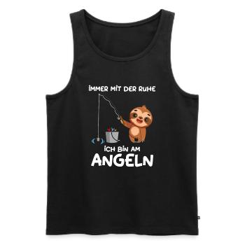 Immer mit der Ruhe ich bin am Angeln Faultier - Männer Premium Bio Tank Top - Schwarz - Vorne - AI Model Male 178 light (178cm)