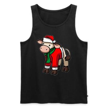Cow Beef Christmas Hat - Men's Premium Organic Tank Top - black - Front - AI Model Male 178 light (178cm)