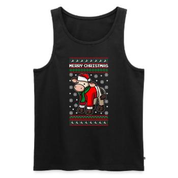 Weihnachten Kuh Merry Christmas - Männer Premium Bio Tank Top - Schwarz - Vorne - Michal (187cm)