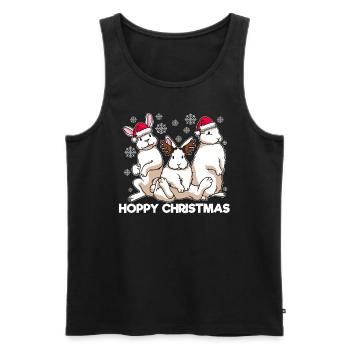 Hoppy Noël Lapin Père Noël Blanc - Débardeur bio Premium Homme - noir - Devant - Michal (187cm)