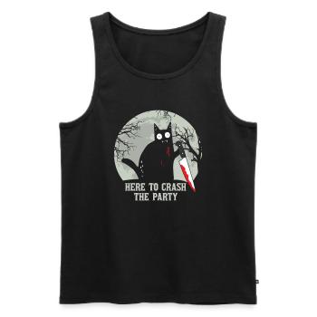 Ici pour écraser le chat d’Halloween - Débardeur bio Premium Homme - noir - Devant - Michal (187cm)