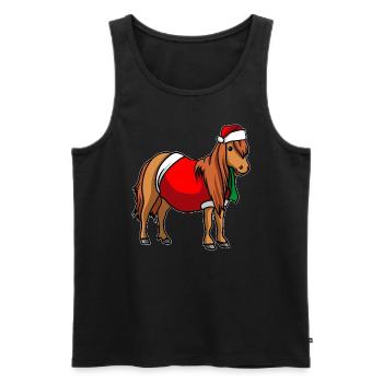 Poney chapeau de Noël - Débardeur bio Premium Homme - noir - Devant - AI Model Male 178 light (178cm)