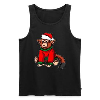 Monkey with Christmas Hat Christmas Costume - Men's Premium Organic Tank Top - black - Front - AI Model Male 178 light (178cm)