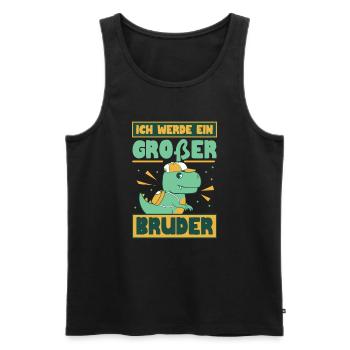 Ich Werde Ein Großer Bruder Dinosaurier Dino - Männer Premium Bio Tank Top - Schwarz - Vorne - Michal (187cm)