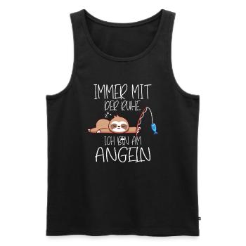 Immer mit der Ruhe ich bin am Angeln Faultier - Männer Premium Bio Tank Top - Schwarz - Vorne - AI Model Male 178 light (178cm)