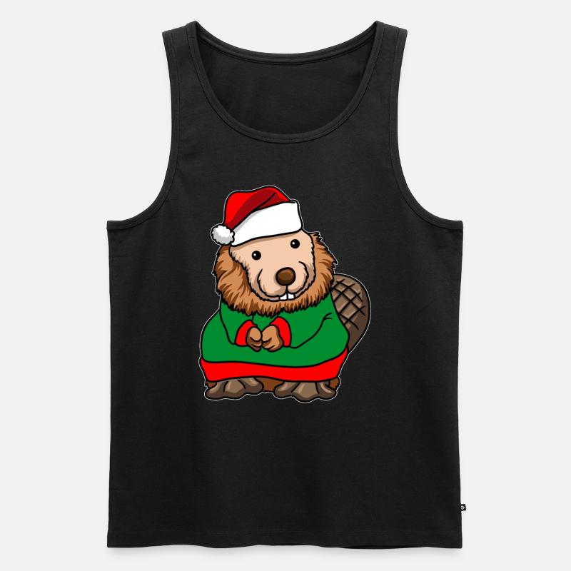 Biber Weihnachtsmann - Männer Premium Bio Tank Top - Schwarz