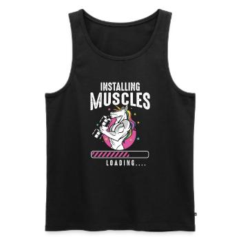 Installing Muscles Loading Workout Gym Unicorn - Männer Premium Bio Tank Top - Schwarz - Vorne - AI Model Male 178 light (178cm)