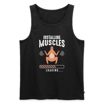 Installing Muscles Loading - Männer Premium Bio Tank Top - Schwarz - Vorne - AI Model Male 178 light (178cm)