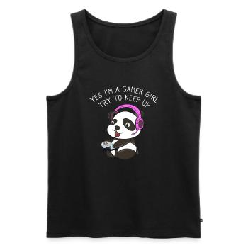 Yes I'm A Gamer Girl Try To Keep Up Gamer Panda - Men's Premium Organic Tank Top - black - Front - Michal (187cm)