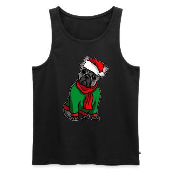 Bulldog avec chapeau de Noël costume de Noël - Débardeur bio Premium Homme - noir - Devant - Michal (187cm)
