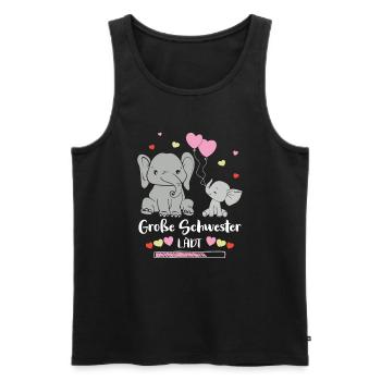 Big sister invites elephant - Men's Premium Organic Tank Top - black - Front - AI Model Male 178 light (178cm)
