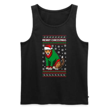 Léopard avec pull de Noël moche - Débardeur bio Premium Homme - noir - Devant - Michal (187cm)
