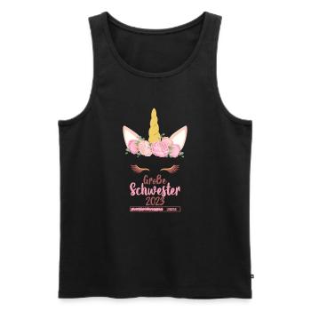 Große Schwester 2023 Einhorn - Männer Premium Bio Tank Top - Schwarz - Vorne - AI Model Male 178 light (178cm)