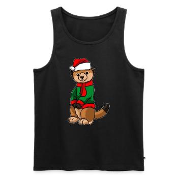 Suricates avec pull de Noël - Débardeur bio Premium Homme - noir - Devant - Michal (187cm)