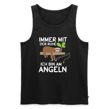 Immer mit der Ruhe ich bin am Angeln Faultier - Männer Premium Bio Tank Top - Schwarz - Vorne - AI Model Male 178 light (178cm)