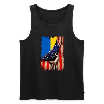 Fight for Ukraine USA Flag Ukraine - Men's Premium Organic Tank Top - black - Front - Michal (187cm)