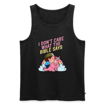 Je me fiche de ce que dit la Bible Kawaii satanique - Débardeur bio Premium Homme - noir - Devant - Michal (187cm)