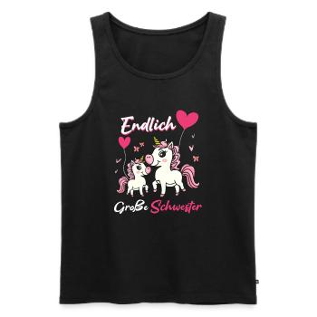 Endlich Große Schwester Einhorn Luftballon - Männer Premium Bio Tank Top - Schwarz - Vorne - Michal (187cm)