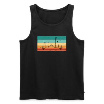 Vintage Herzschlag Schreiner Holzhandwerker - Männer Premium Bio Tank Top - Schwarz - Vorne - AI Model Male 178 light (178cm)